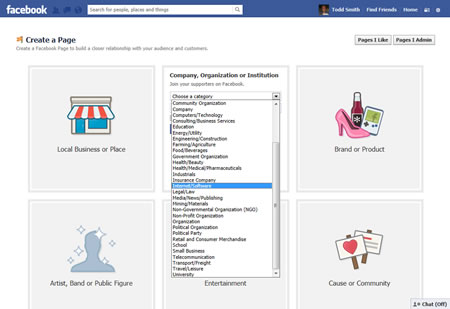Facebook Business Page Industry