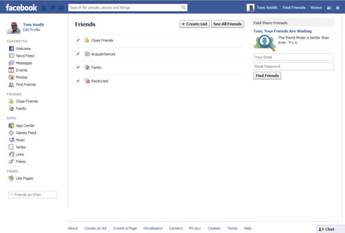 Facebook Account Setup Smart Lists