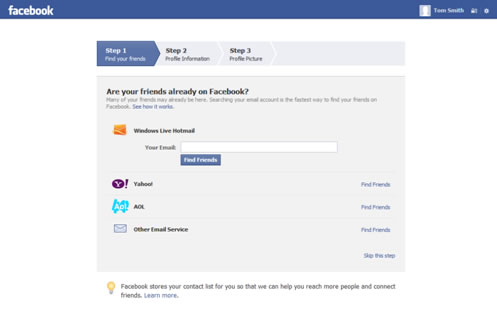 Facebook Account Setup Step One