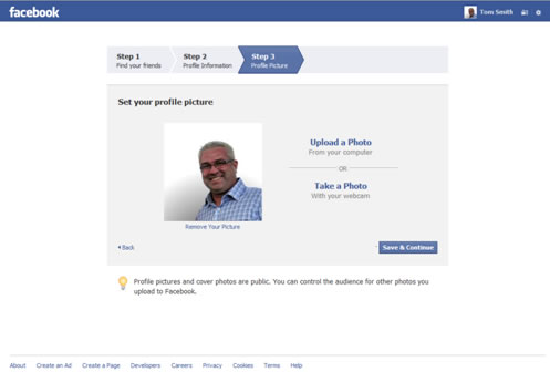 Facebook Account Setup Step Three
