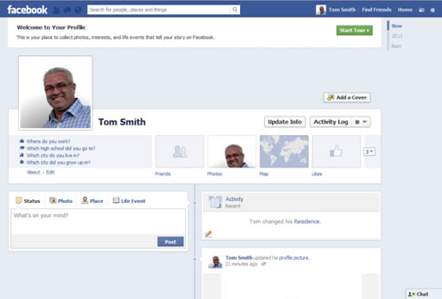 Facebook Account Setup Timeline View